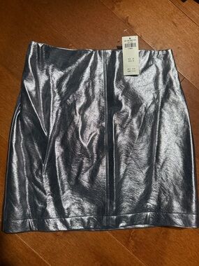 Hollister Metallic Silver Faux Leather Mini Skirt